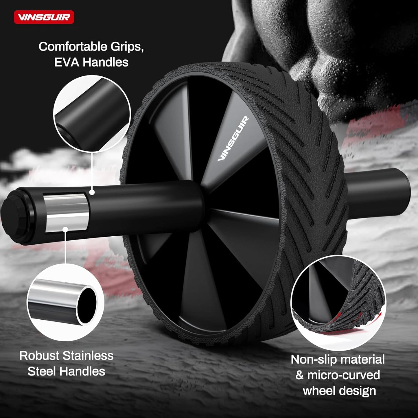 Ab Roller Wheel for Core Strength Training - Premium Non-Slip Exercise Workout
