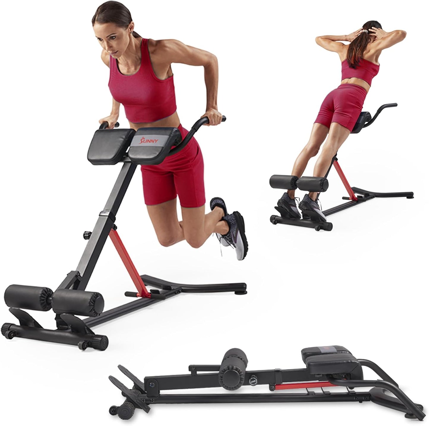 Health & Fitness Foldable Roman Chair w/ Back Extension & Dip Station for Home Gym