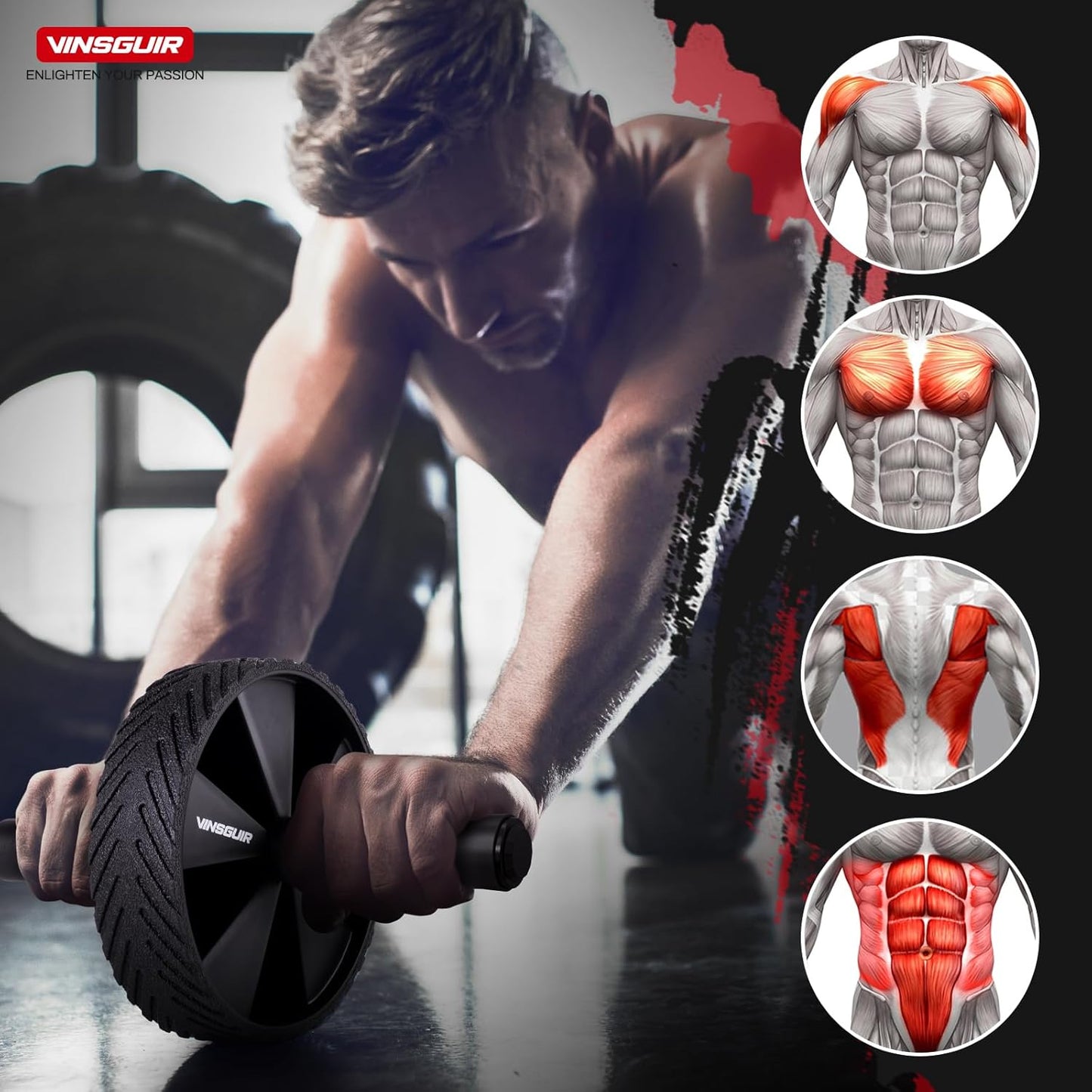 Ab Roller Wheel for Core Strength Training - Premium Non-Slip Exercise Workout