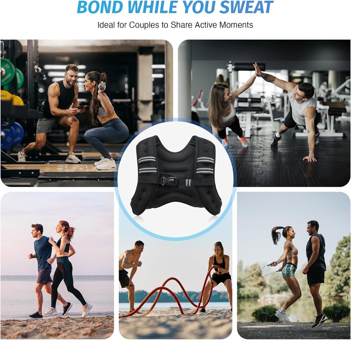 Adjustable Weighted Vest with Reflective Stripes – 6lb to 30lb for Running, Workout, Strength Training & Weight Loss