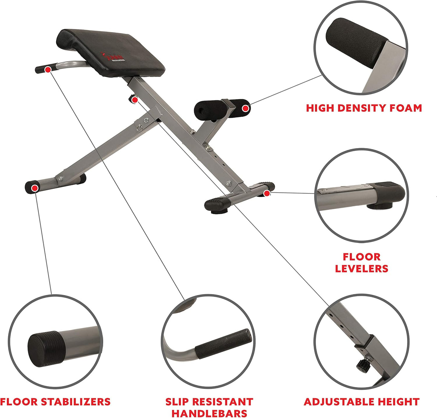 Health & Fitness Foldable Roman Chair w/ Back Extension & Dip Station for Home Gym