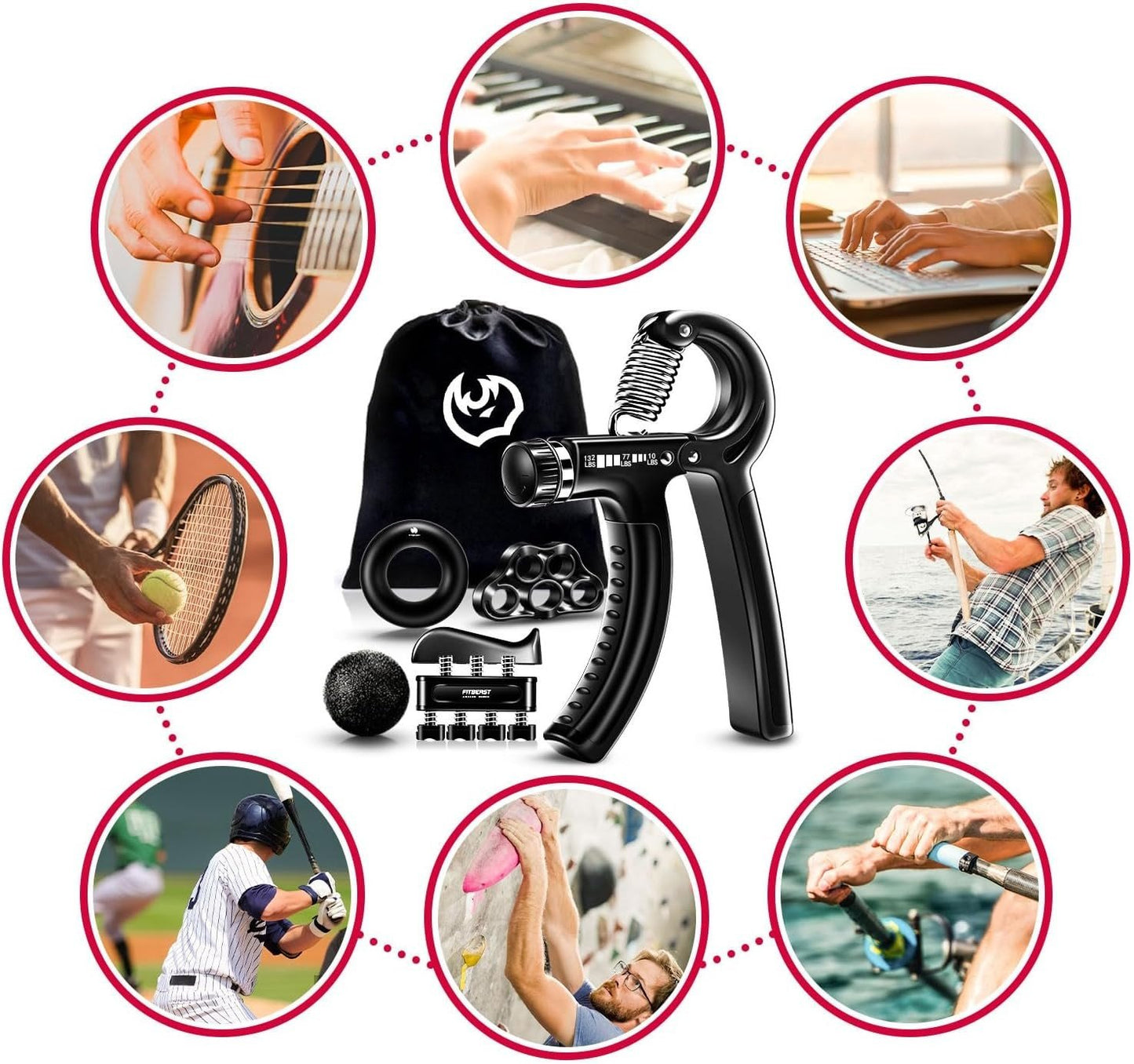 Grip Strengthener Forearm Strengthener Hand Grips Strengthener Kit - 5 Pack Adjustable Resistance