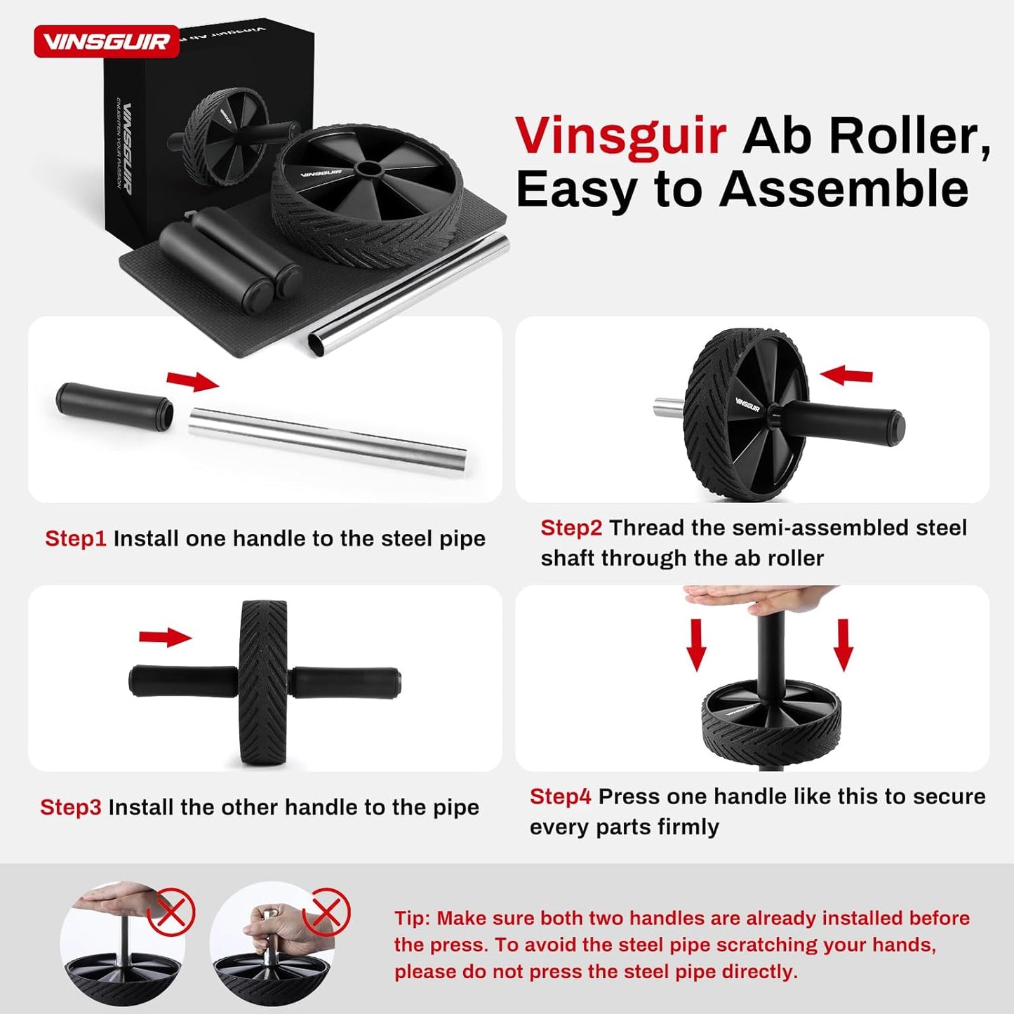 Ab Roller Wheel for Core Strength Training - Premium Non-Slip Exercise Workout