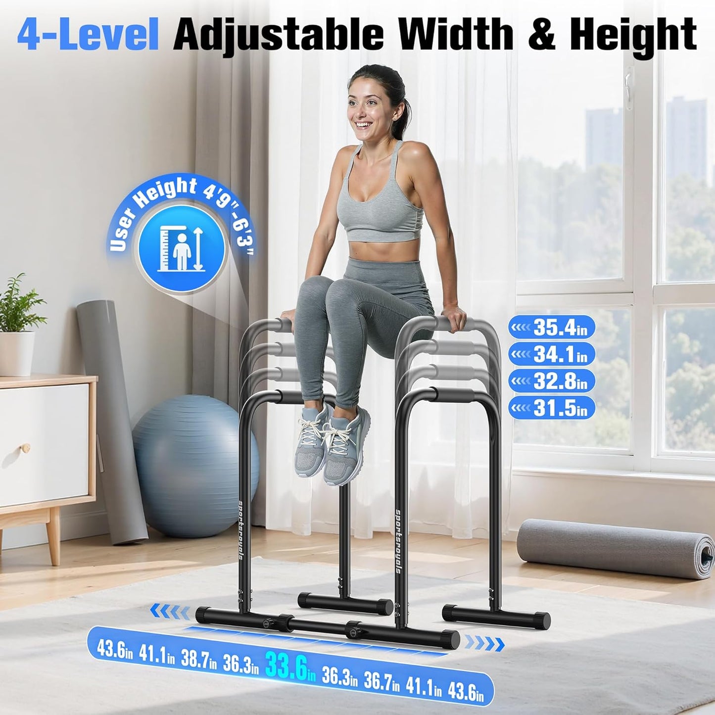 StackCore Adjustable Dip Bar Station for Home Gym - 400 LBS Heavy Duty Calisthenics Parallel Bars