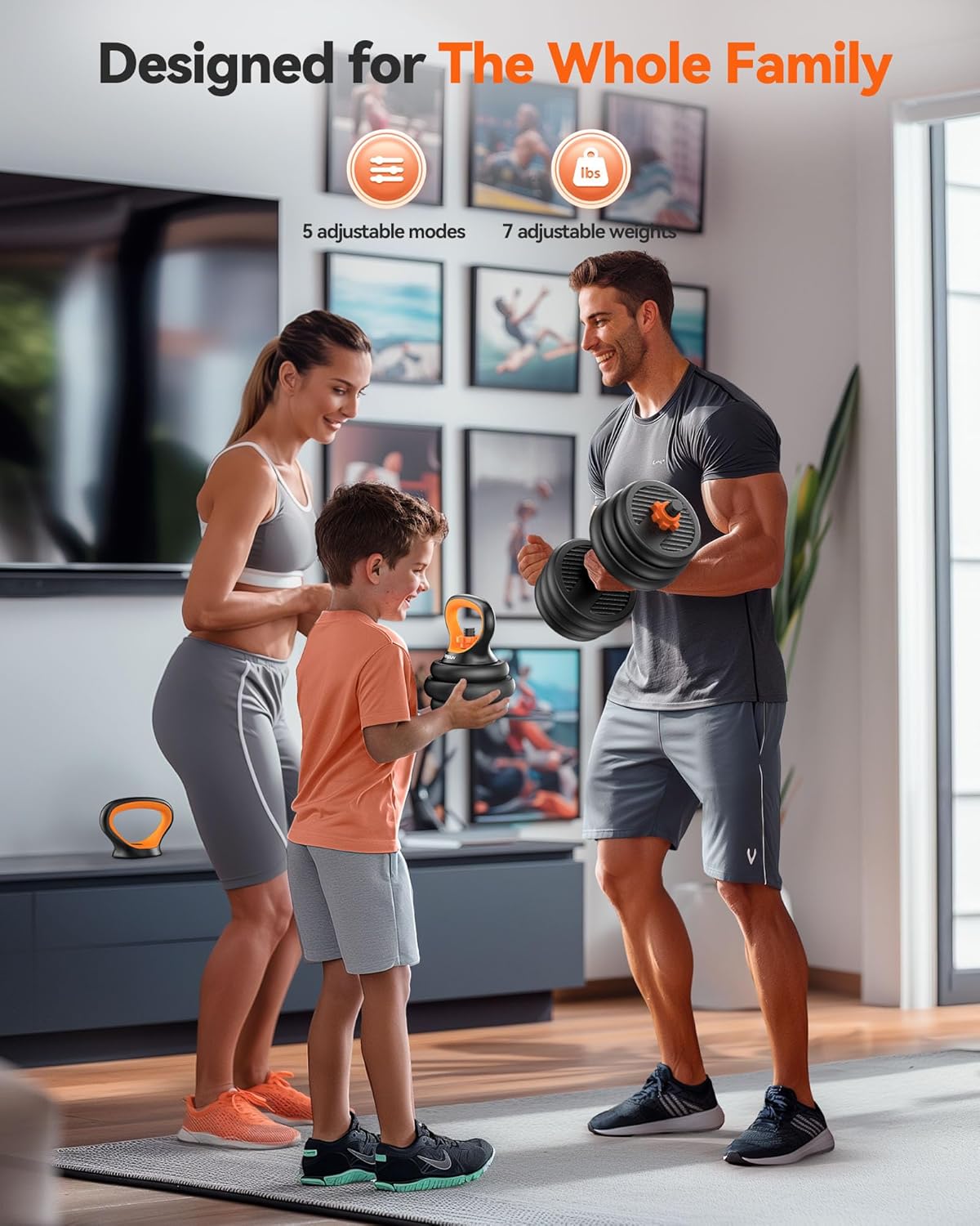 Adjustable Dumbbell & Barbell Weight Set for Home Gym - 5-in-1 Free Weights with Connector