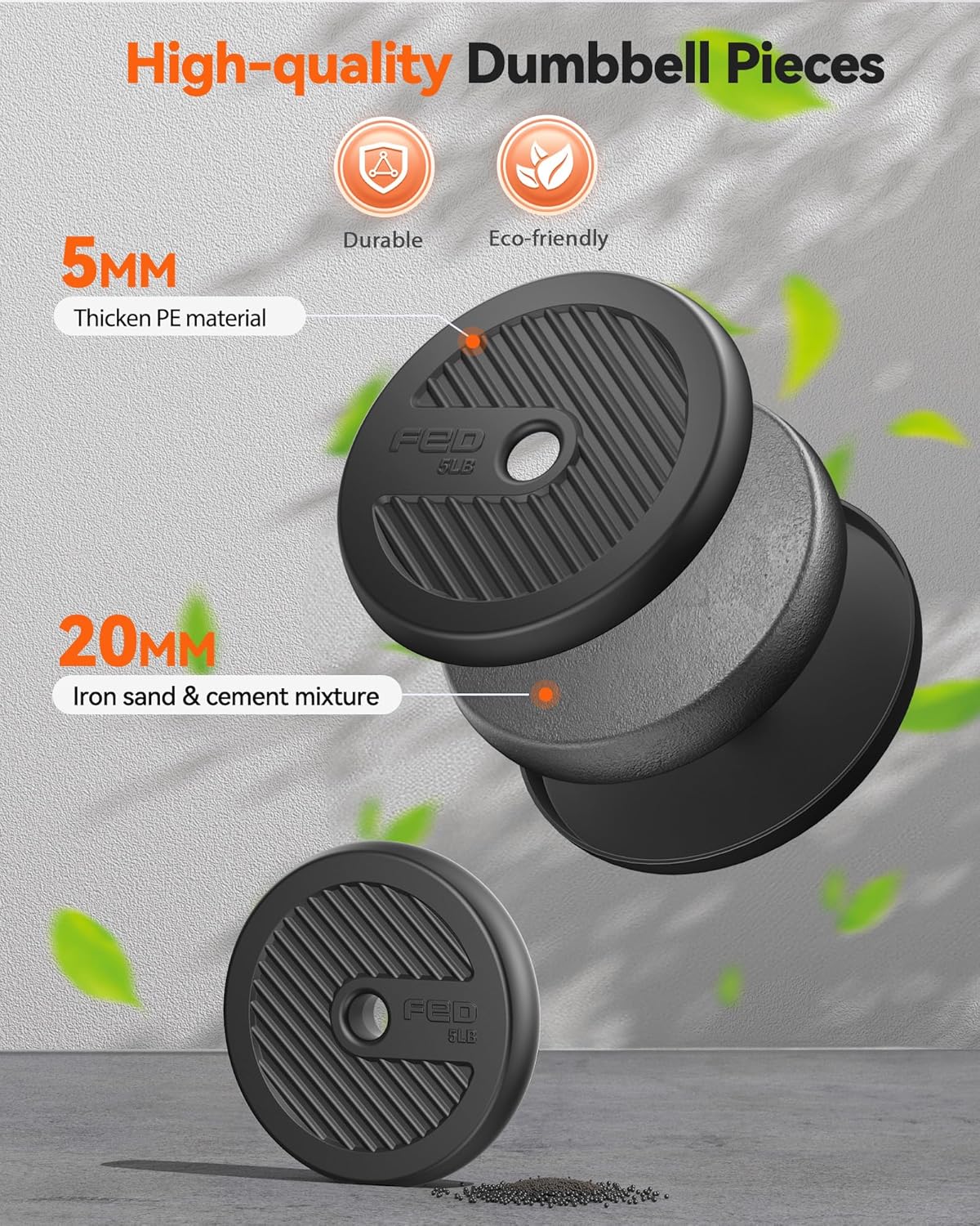 Adjustable Dumbbell & Barbell Weight Set for Home Gym - 5-in-1 Free Weights with Connector