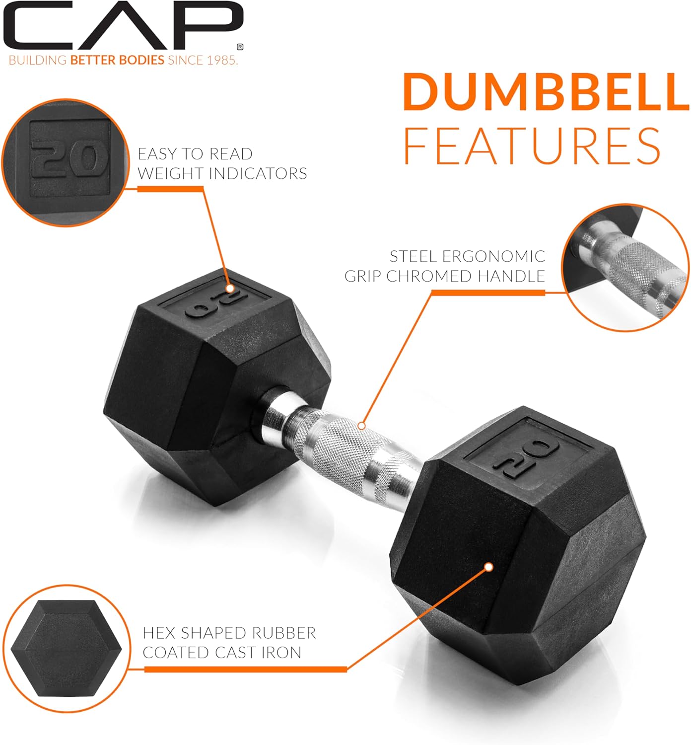 CAP Barbell Coated Dumbbell Weight | Multiple Options Pairs & Sets